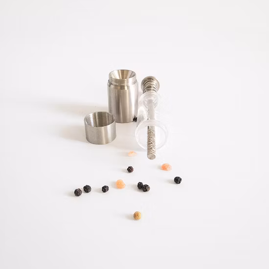 Stainless Steel Salt and Pepper Grinder, Grind Gourmet Manual Pump & Grind, Modern Thumb Push Button Grinder Esg12014